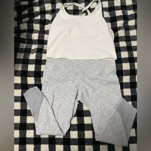 Lululemon| Grey Striped Yoga Cropped Leggings| Size 14